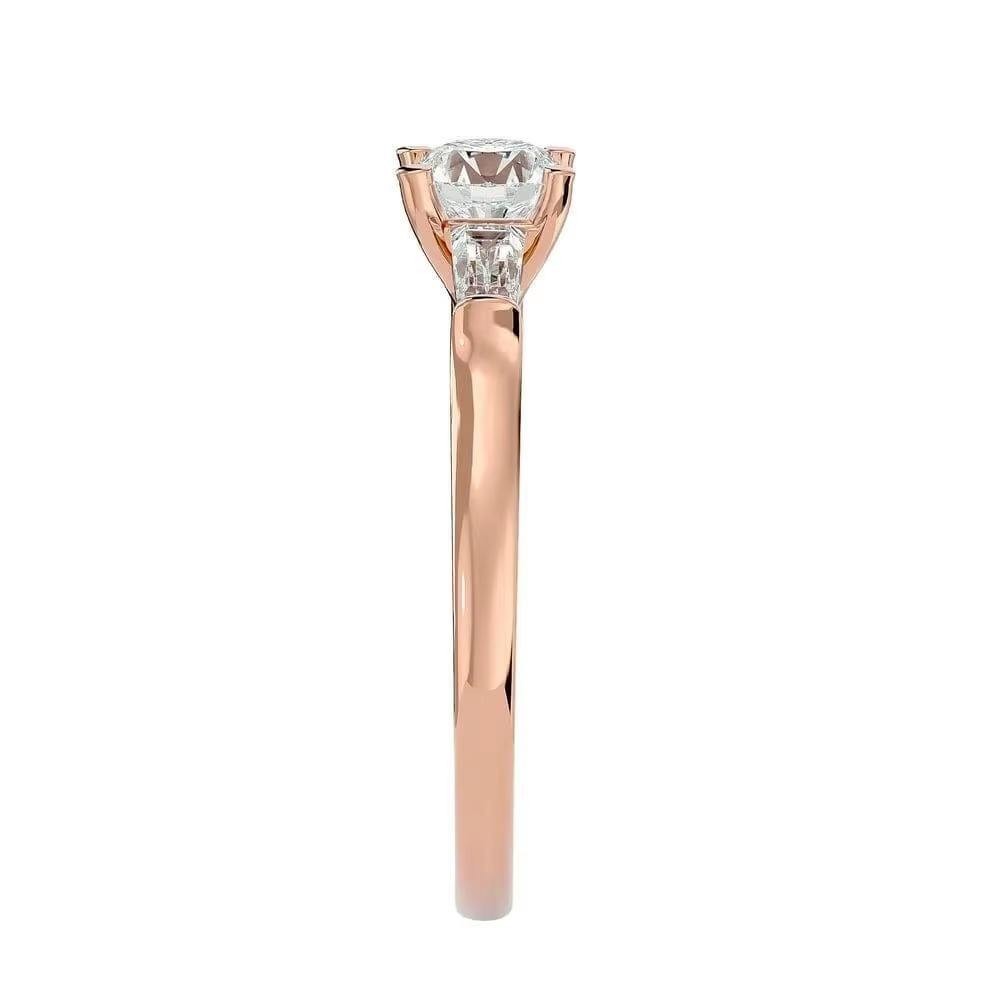 2Ct Round Moissanite Three-Stone Ring 925 Sterling Silver 14K Rose Gold Plated