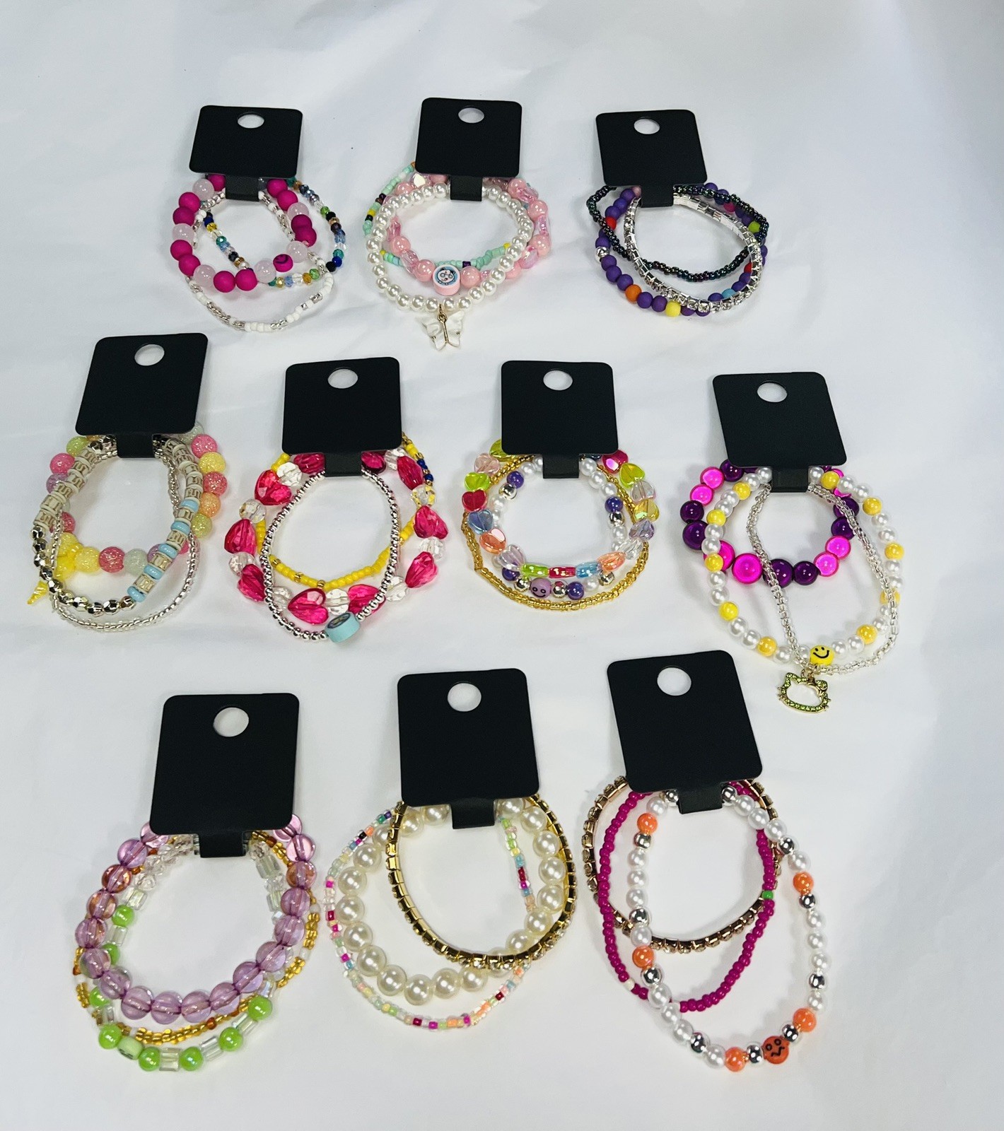 30 x Handmade Pretty Kids & Teens BRACELETS Party Bags 10 Packs Of 3 Z