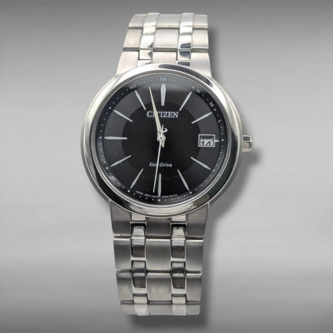 CITIZEN H415-S063311 Eco-Drive Titanium Black Dial Date Slim 1.43 inches Mens