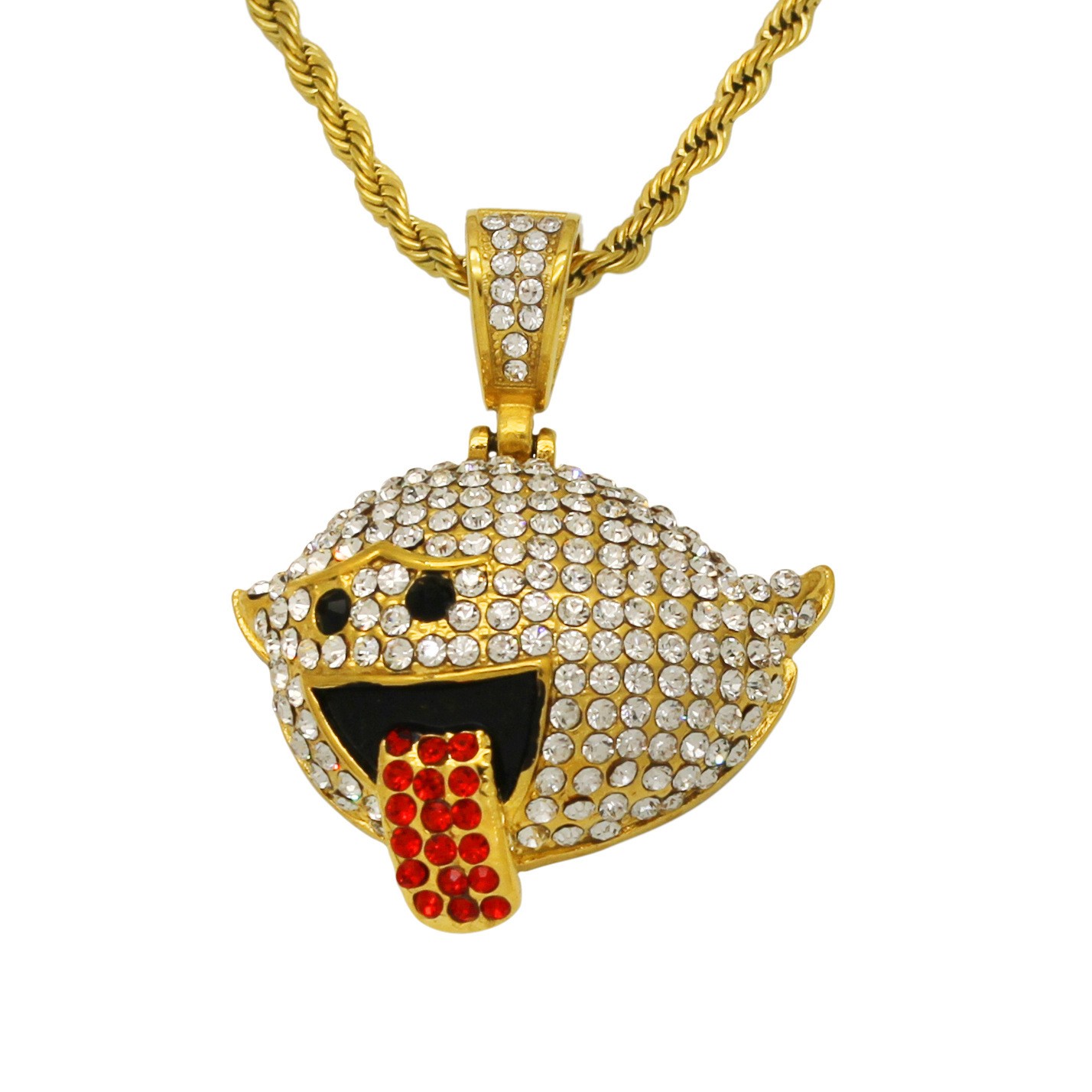 Handmade Sparkling Red Tongue Ghost Zircon Pendant with Free Chain A+++++