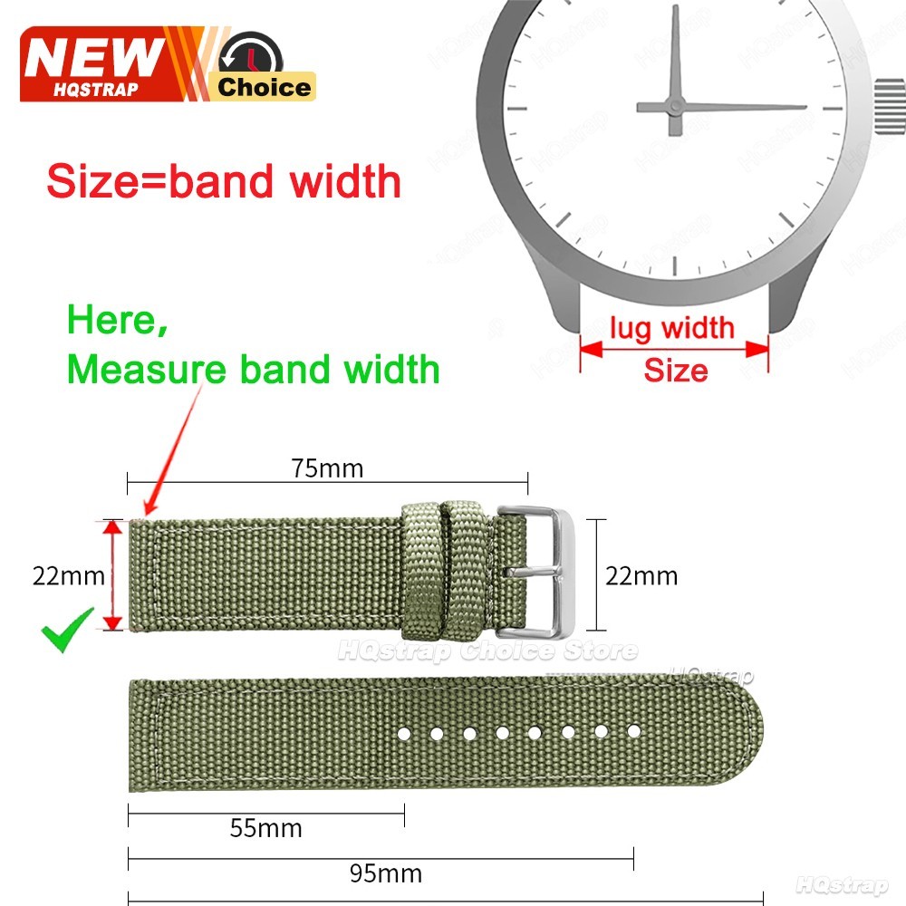 High Quality Nylon Watch Band Canvas Watch Strap Single Pass 18mm 20mm 22mm
