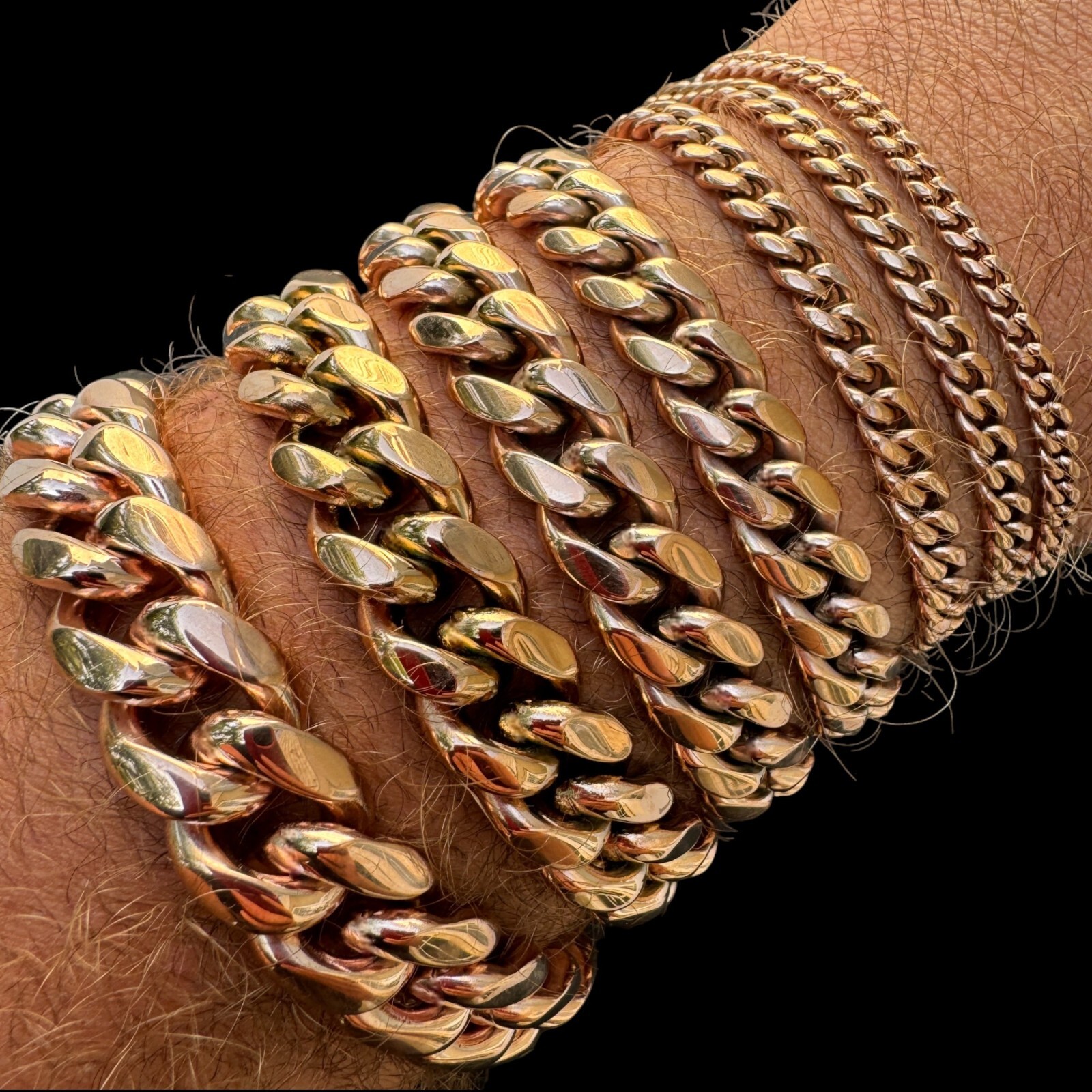 Miami Cuban Link Bracelet Rose Gold Plated Stainless Steel 4-18mm