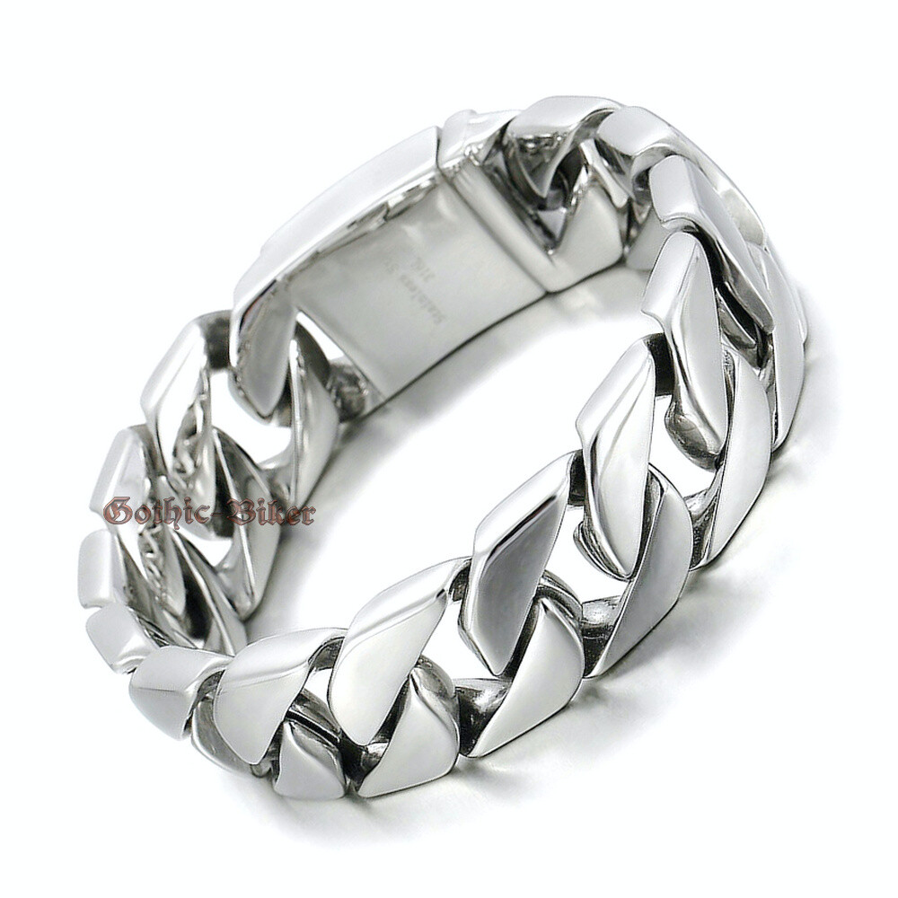 Heavy 20mm Mens Cuban Curb Chain Stainless Steel Bracelet Necklace Highly Polish