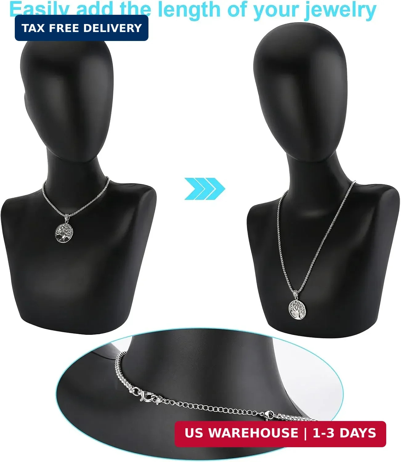 12 Pcs Extender /Safety Chain Extender Necklace Bracelet Lobster lock 1″ To 6″