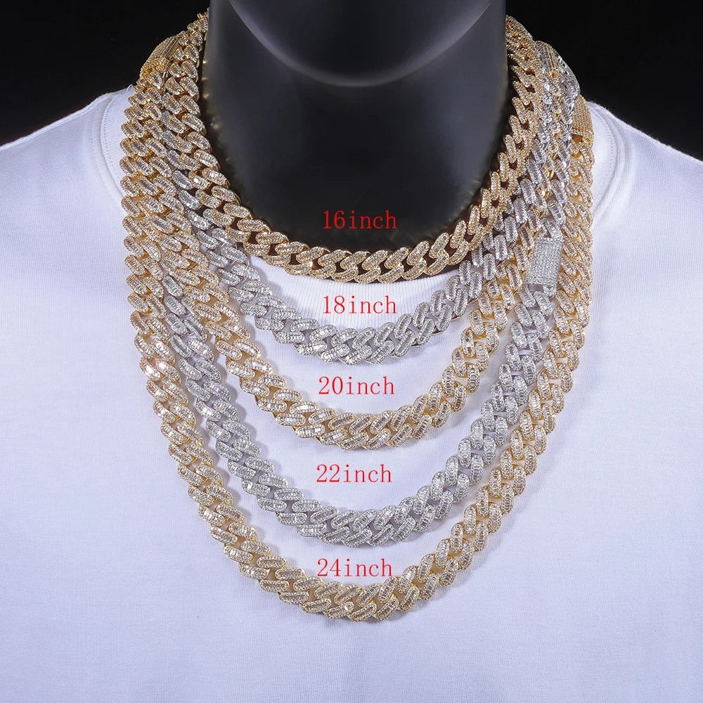 15mm Iced Cuban Link Necklace With Hand-Set Zircon