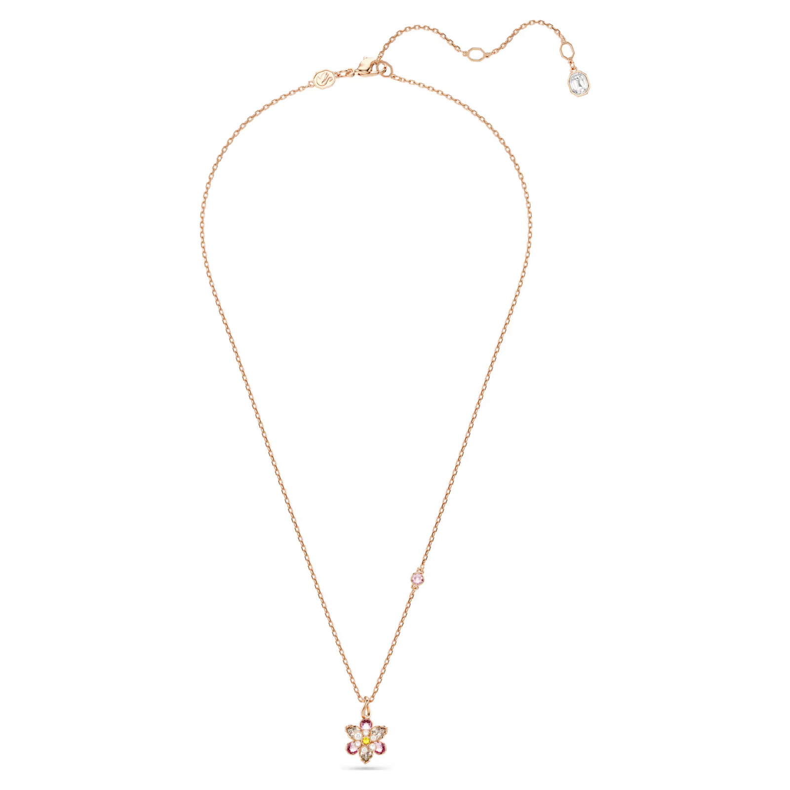 Multicolored Rose Gold Necklace Idyllia Pendant Mixed Cuts Flower New
