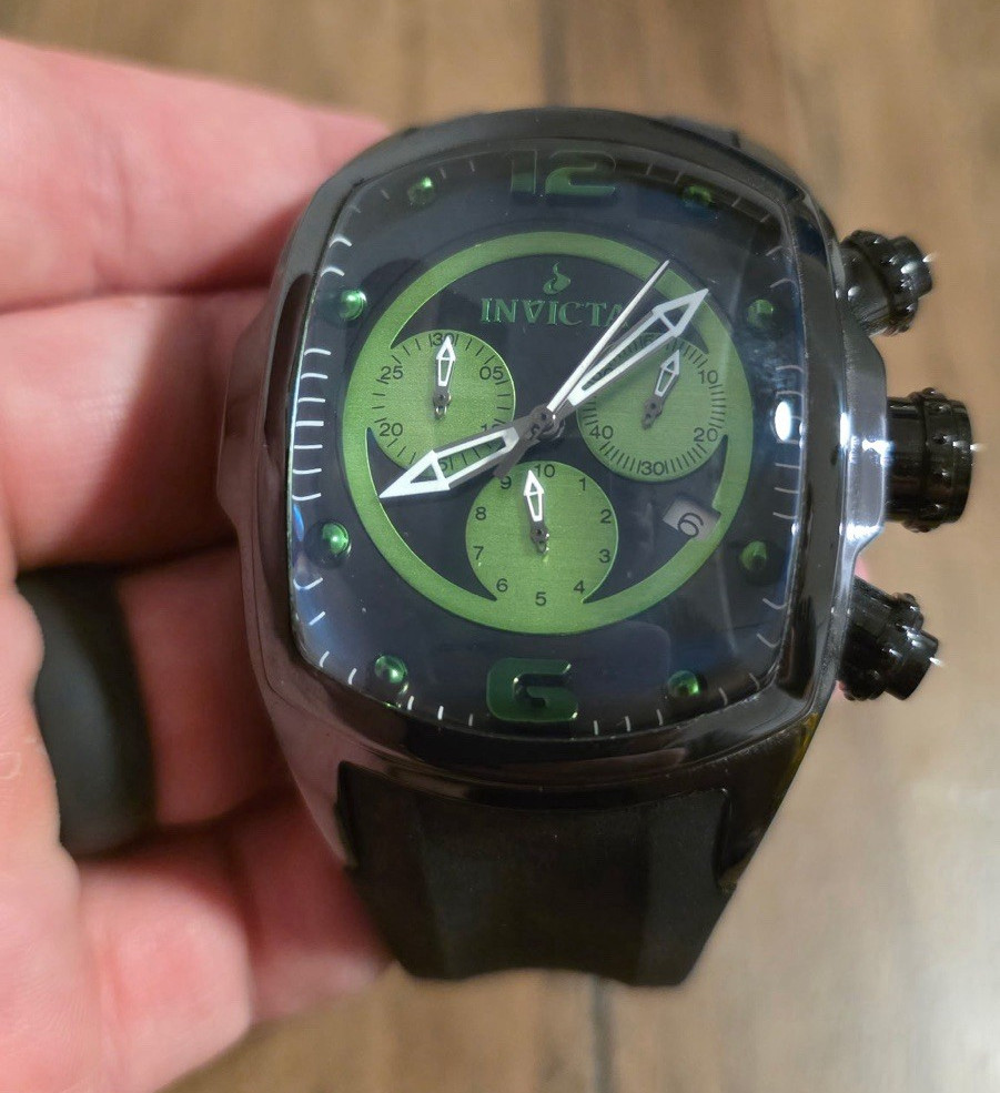 Invicta Lupah Men’s Quartz Chronograph Black/Green Dial Black Strap 30m