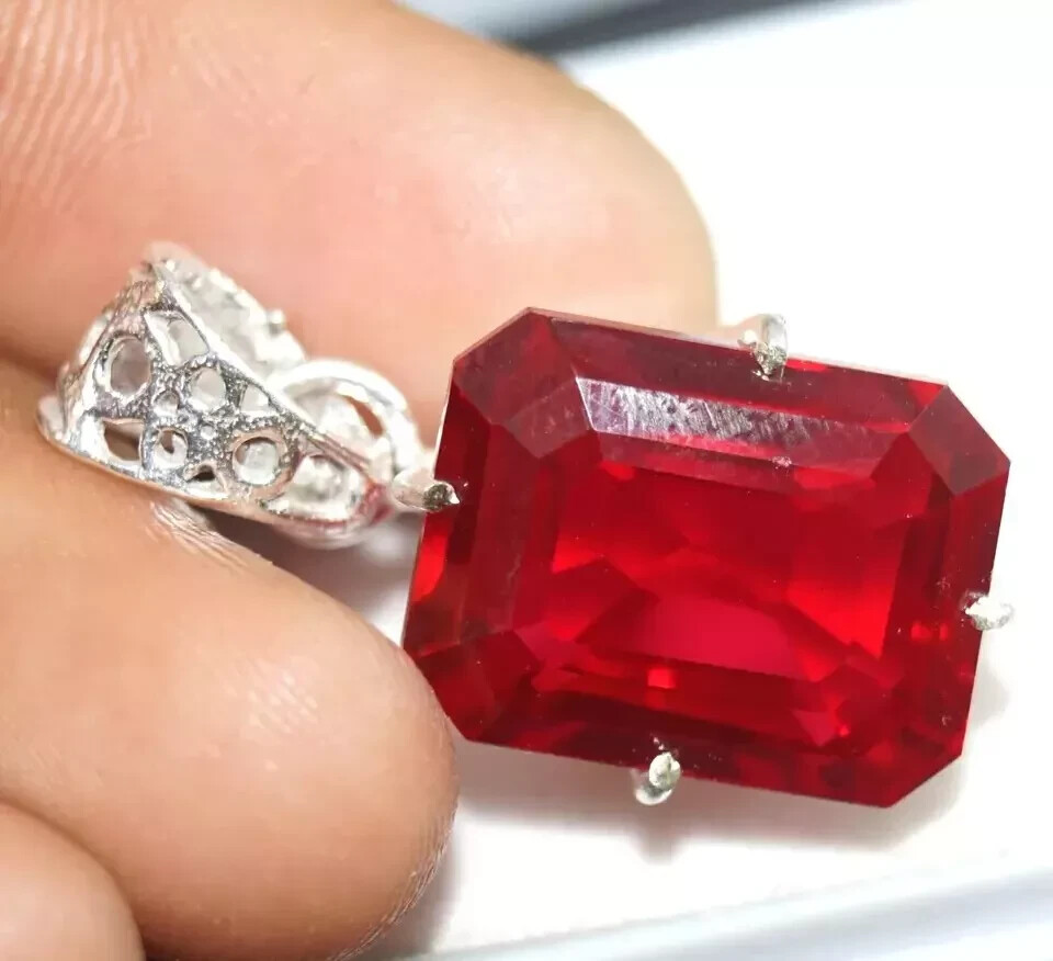 30 Ct Natural Red Ruby Emerald Cut Pendant AGL Certified Gemstone
