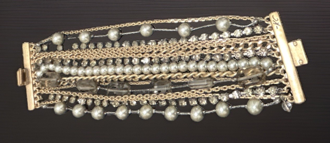 Vintage Signed Kenneth Cole NY 16- Strand Statement Link Bracelet Y2K Boho Gold