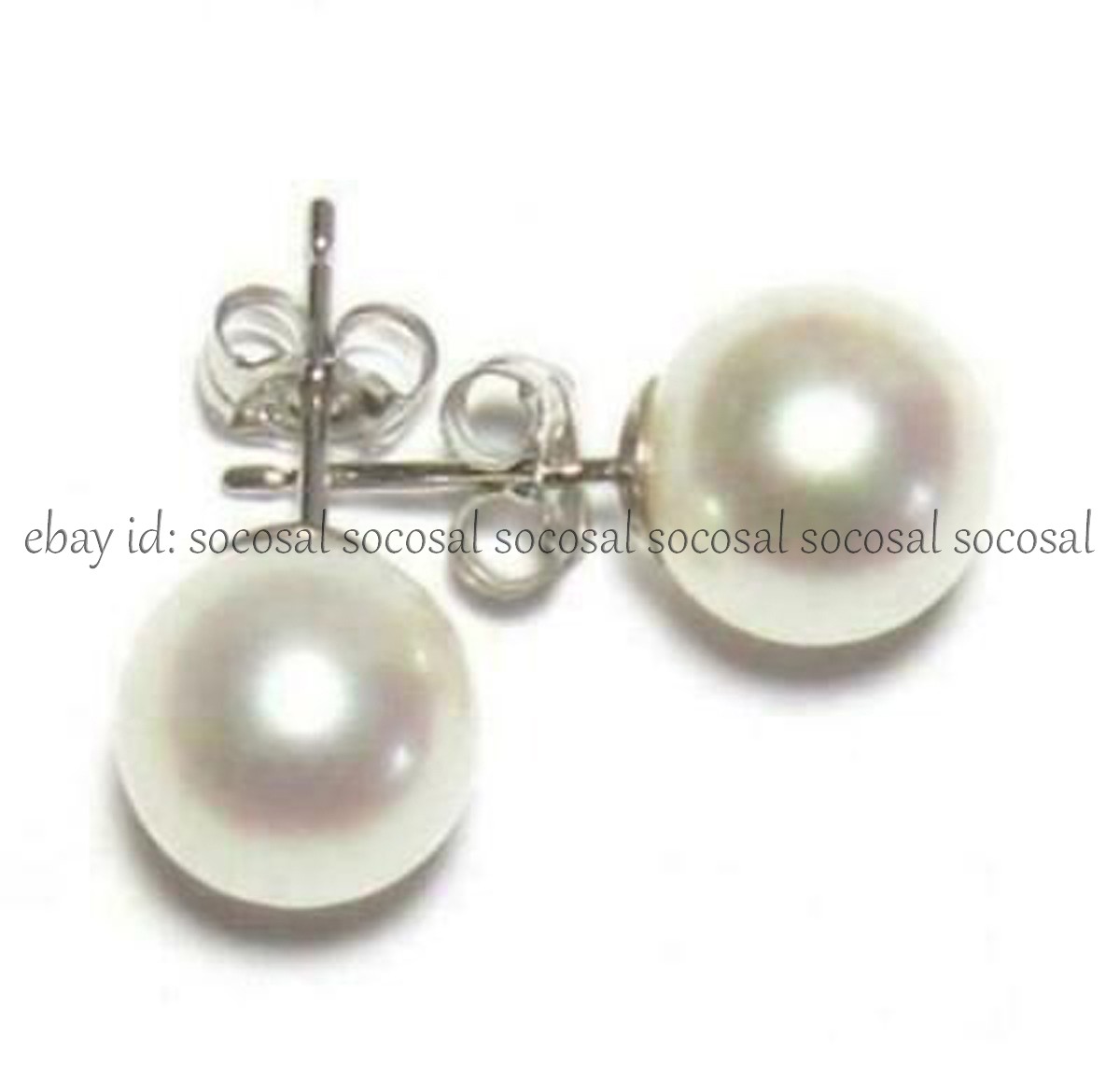Perfect Genuine Natural Round White South Sea Pearl Stud Earrings 14K Gold