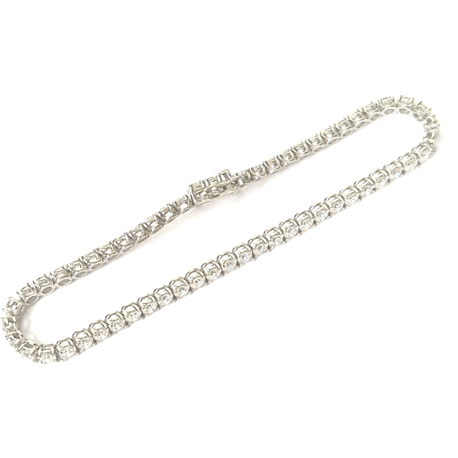 9ct White Gold Bracelet 6.15ct Lab Created Diamond 19cm Long 3.1mm Width 8.1g