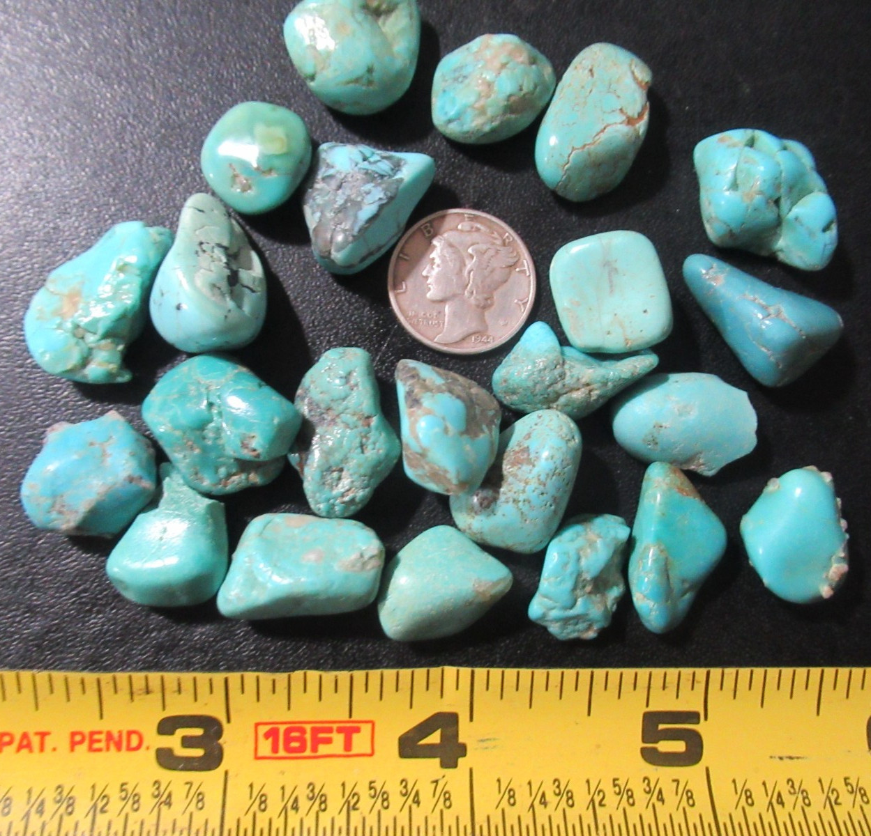 KINGMAN TURQUOISE 44g TUMBLED MEDIUM STONES 14mm X 12mm TO 21mm X 15mm #900