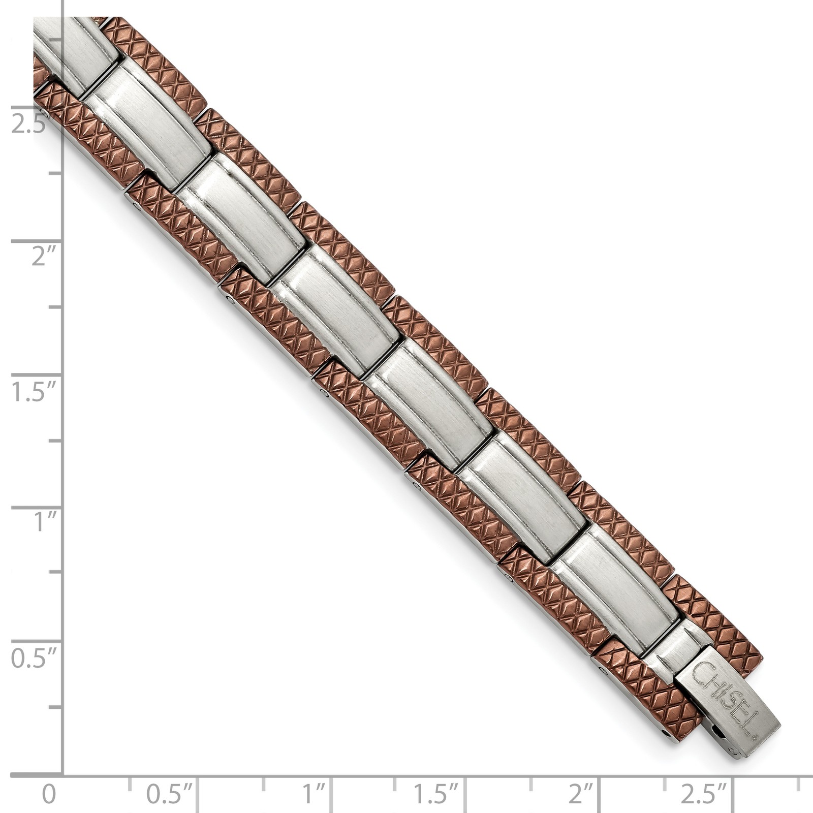 Chisel Stainless Steel Brushed with Textured Brown IP-plated Edges 8.75 inch Lin