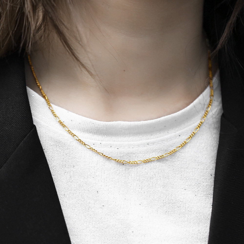2mm 14k Yellow Gold Filled Figaro Link Chain Necklace 18inch Womens Jewelry