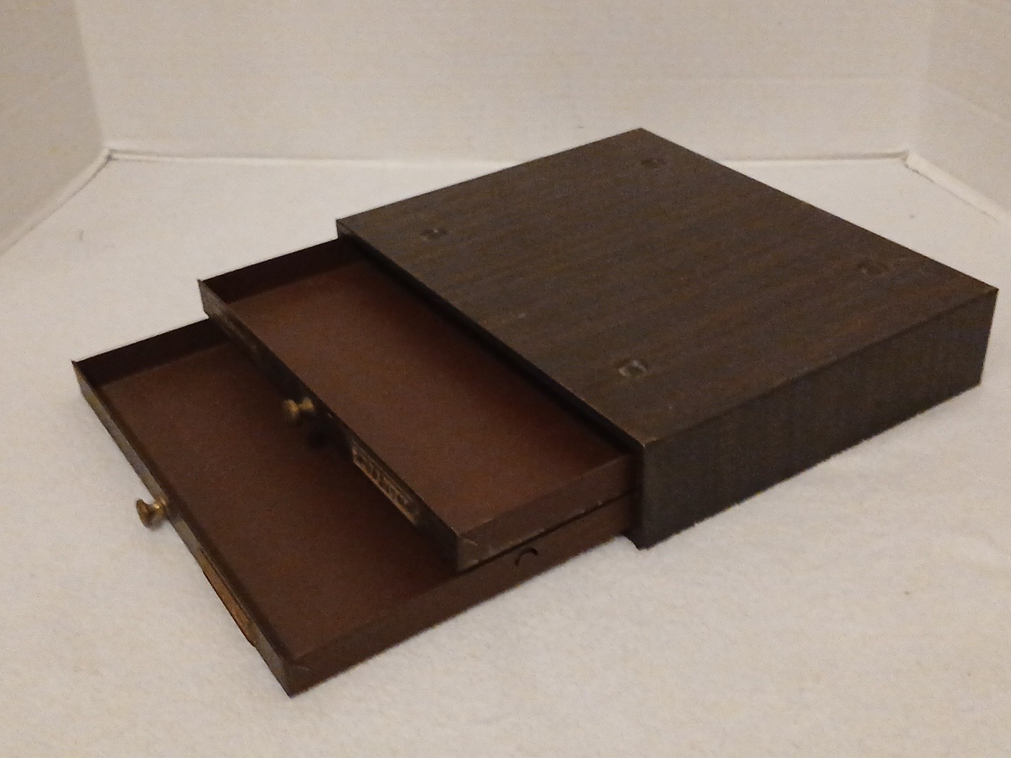 VINTAGE C & E MARSHALL CO WATCHMAKER PARTS 2 DRAWER METAL CABINET MARCO 11.5×9.5