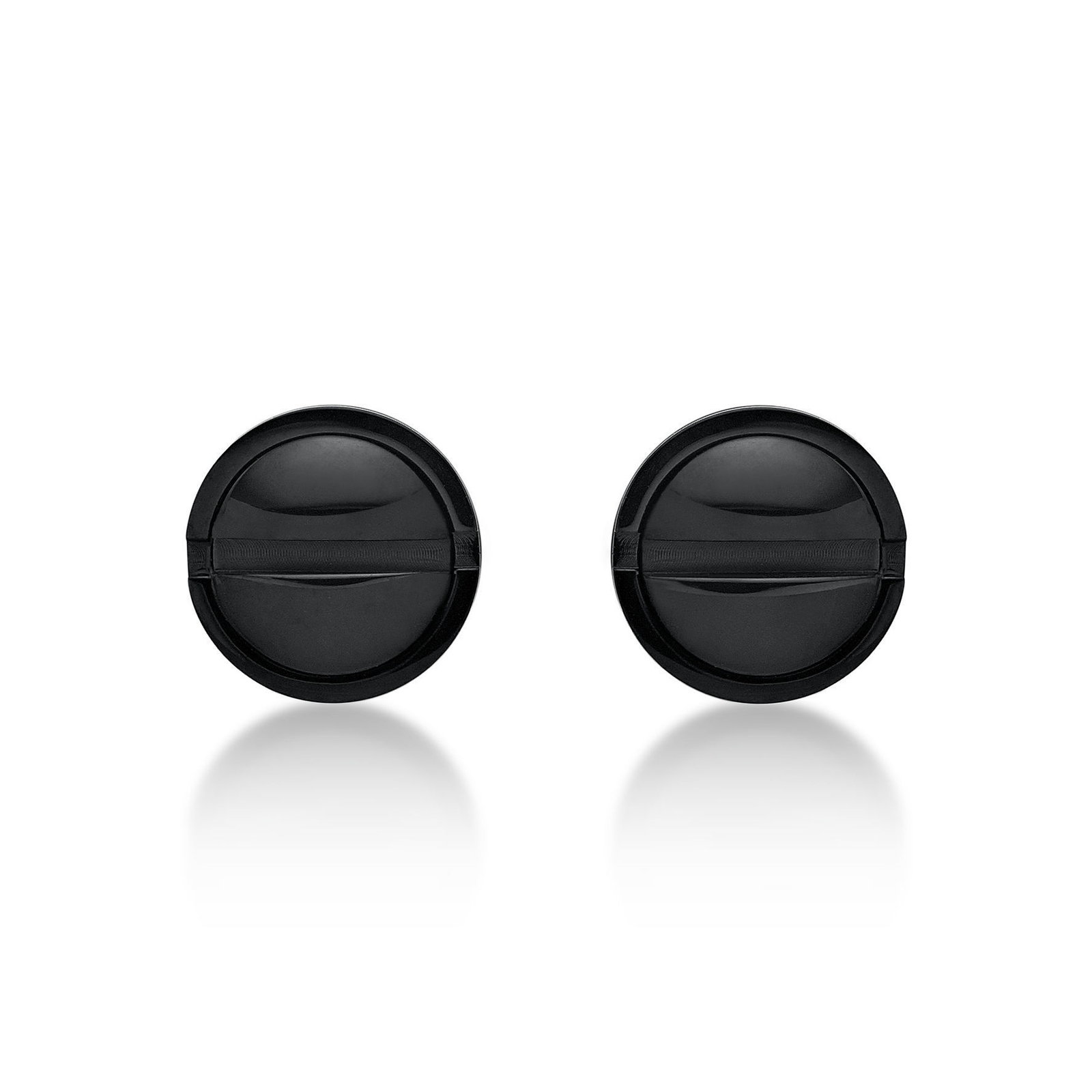 Black Ion Plated Stainless Steel Pair Round Stud Earrings – 9MM w/ Friction Back