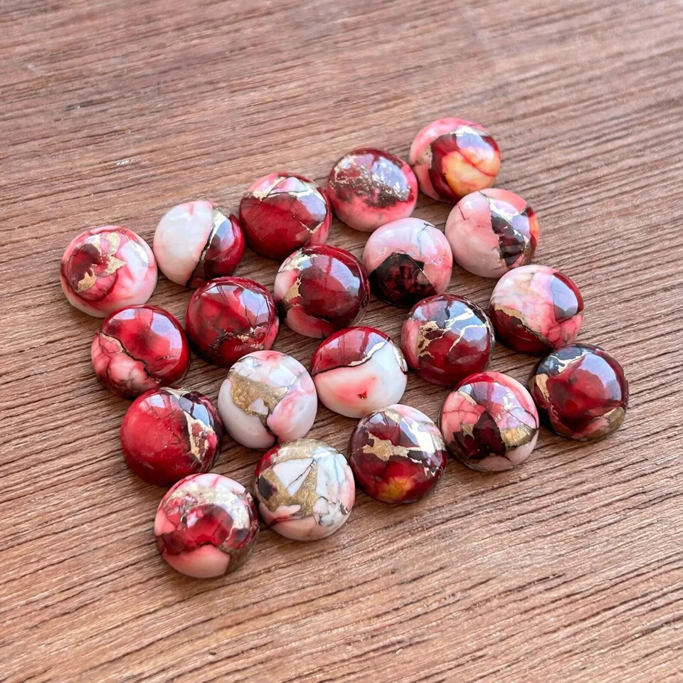 [WHOLESALE] RED BUFFALO COPPER TURQUOISE CABOCHON ROUND SHAPE LOOSE GEMSTONE