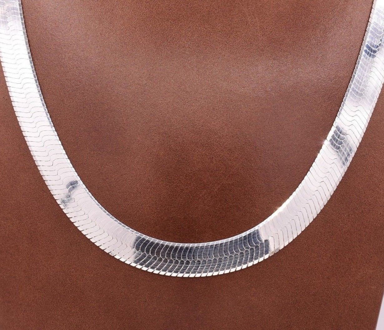 9mm Flexible Herringbone Chain Necklace Real Solid Sterling Silver 925 Italy