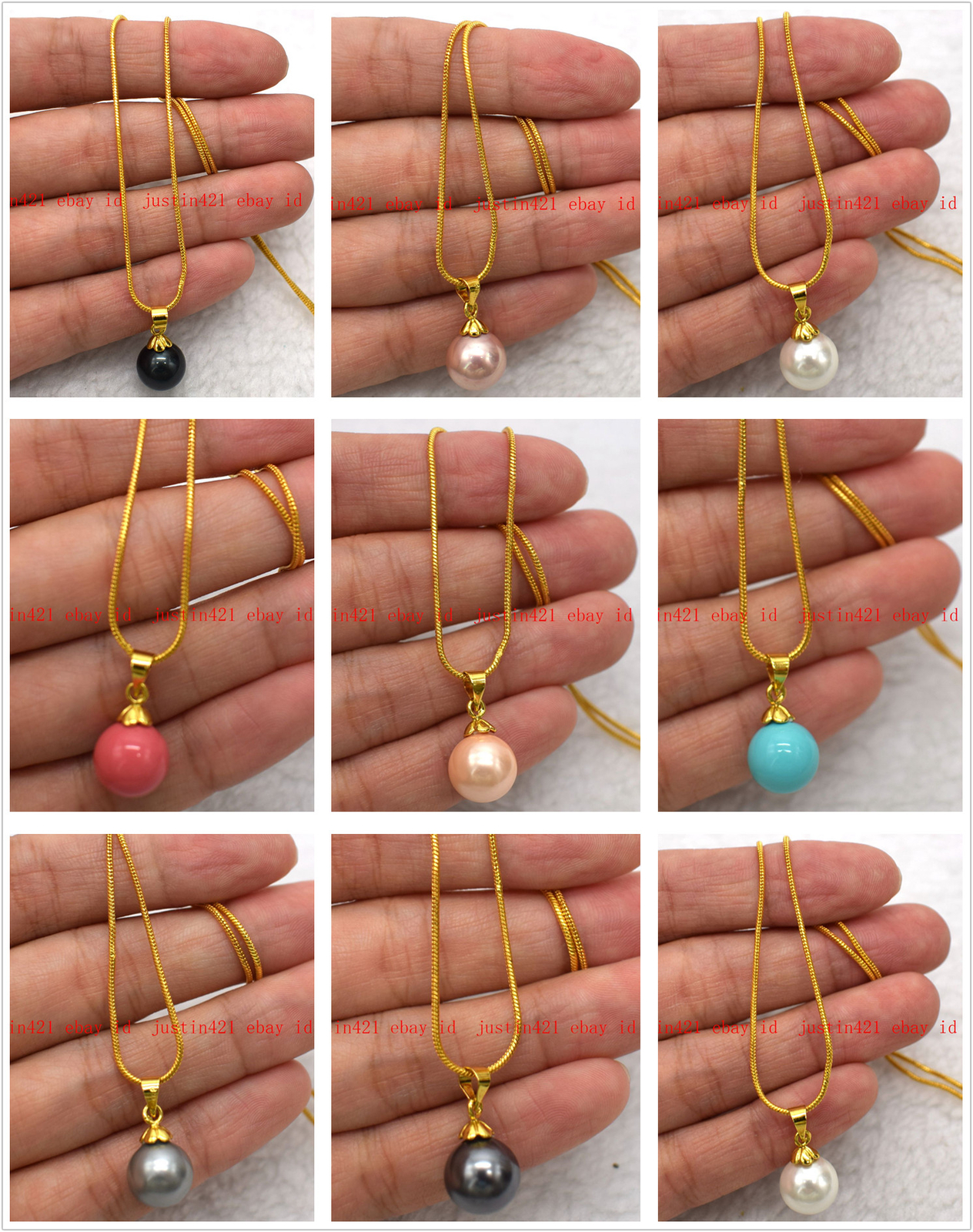 Genuine 8/10/12/14mm New Multicolor South Sea Shell Pearl Pendant Necklace 17″