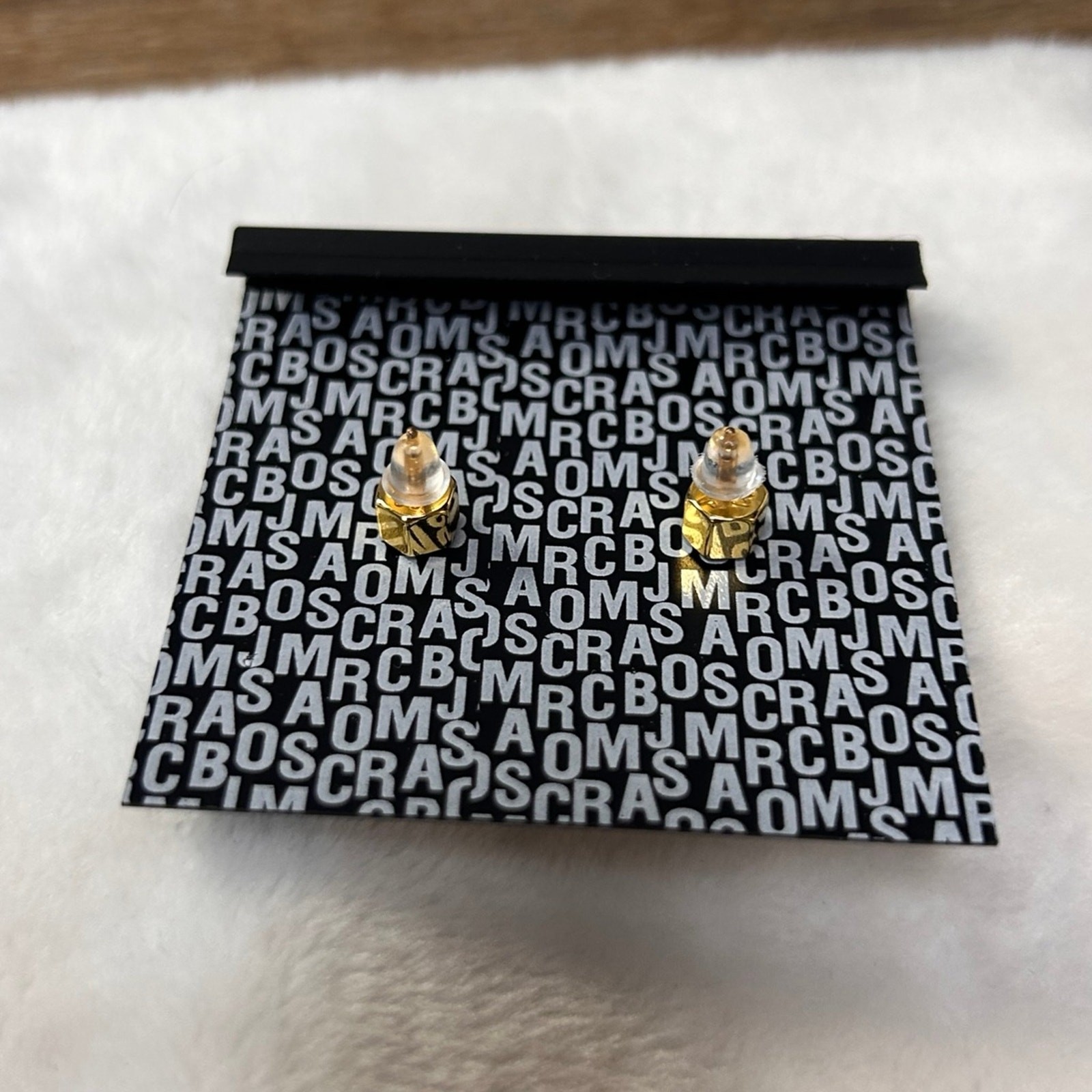 Marc by Marc Jacobs Stud Earrings Black/Gold Tone Designer Jewelry NWOT