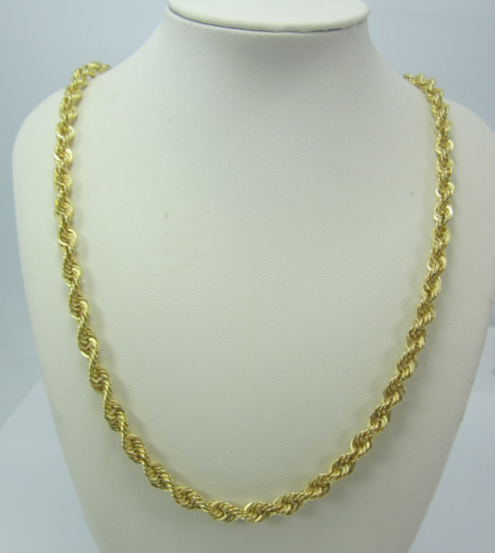 STUNNING 10K YELLOW GOLD (22″) ROPE STYLE CHAIN NECKLACE 12.0G