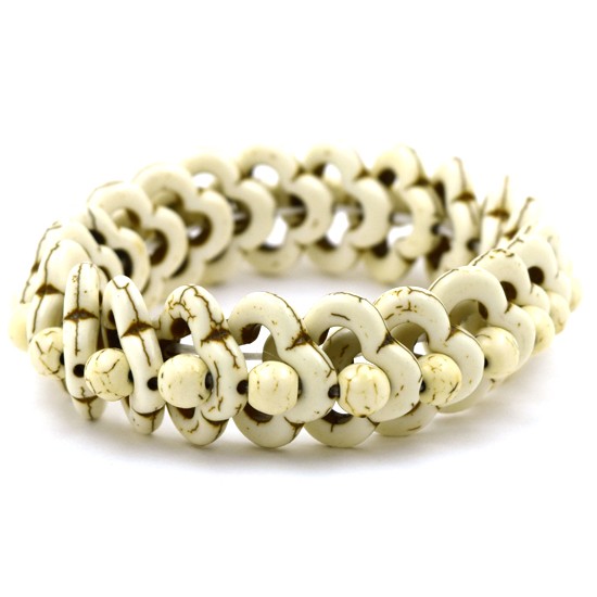 20mm turquoise stretch bracelet 8″ white