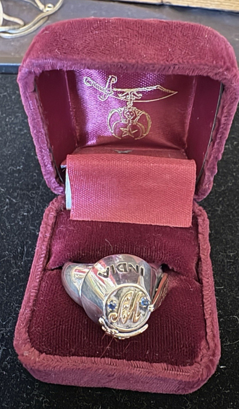 Vintage Sterling & 14K Gold Shriners India Fez Hat Size 12.0 Ring – 15.65 Grams