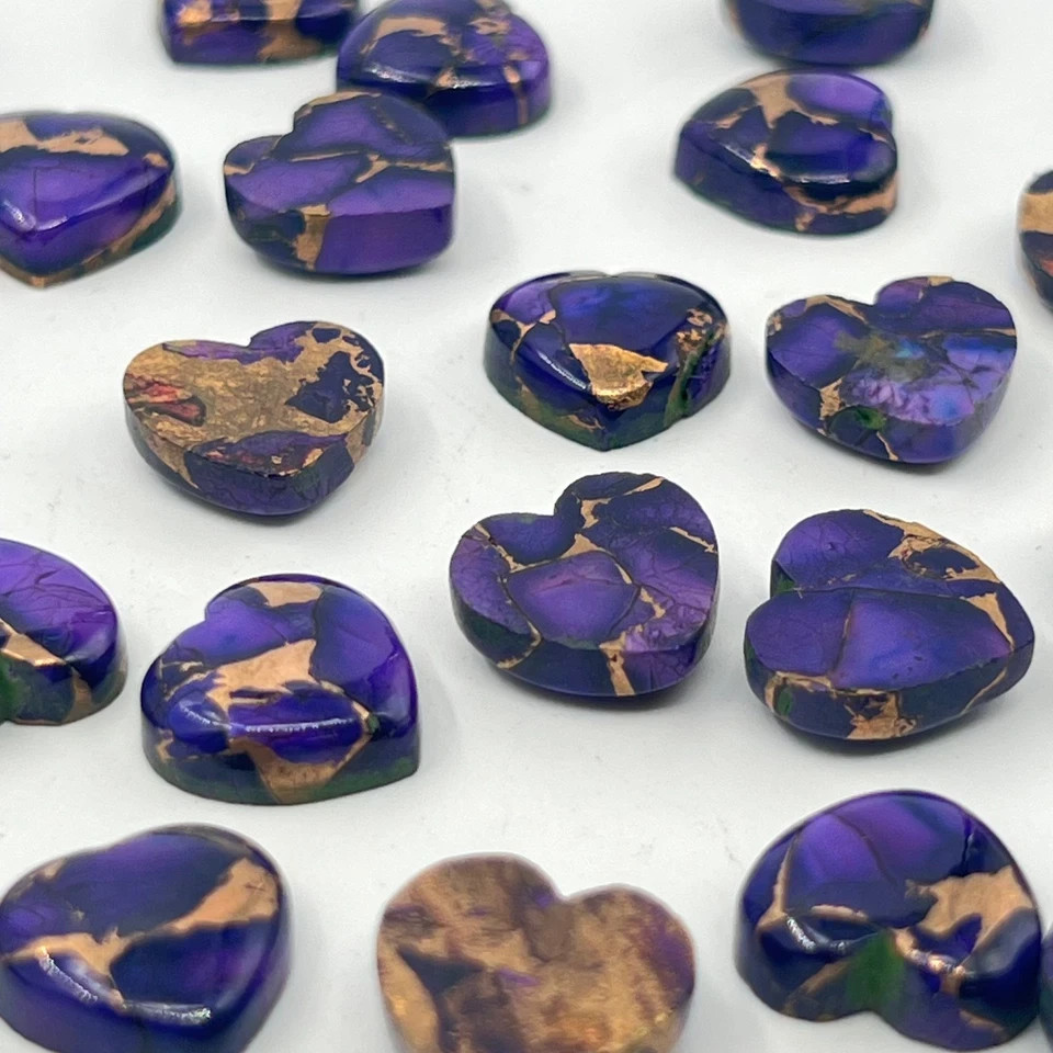 AAA+ Purple Rose Copper Turquoise Cabochon Heart Shape Loose Gemstone