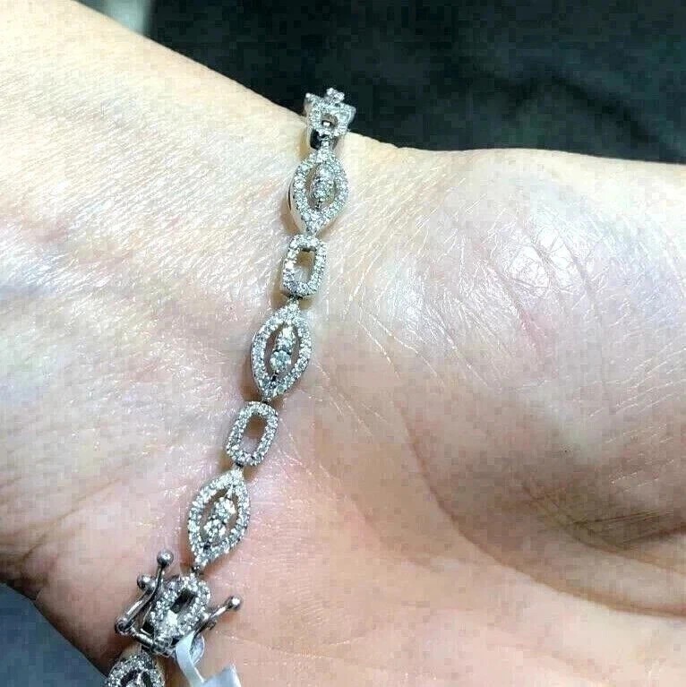 15 Ctw Round Cut Created Diamond Tennis Bracelet 14K White Gold Plated 7.5 Inch