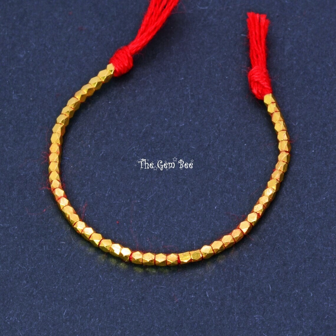 1.35mm 18k Solid Yellow Gold Petite Faceted Nuggets Findings Beads 2.8″ Str (50)