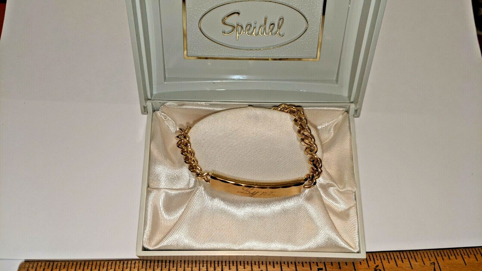 VTG SPEIDEL IDENTIFICATION BRACELET ID LYNN THE NAME LYNN 6 3/4″ LONG GOLDPLATED