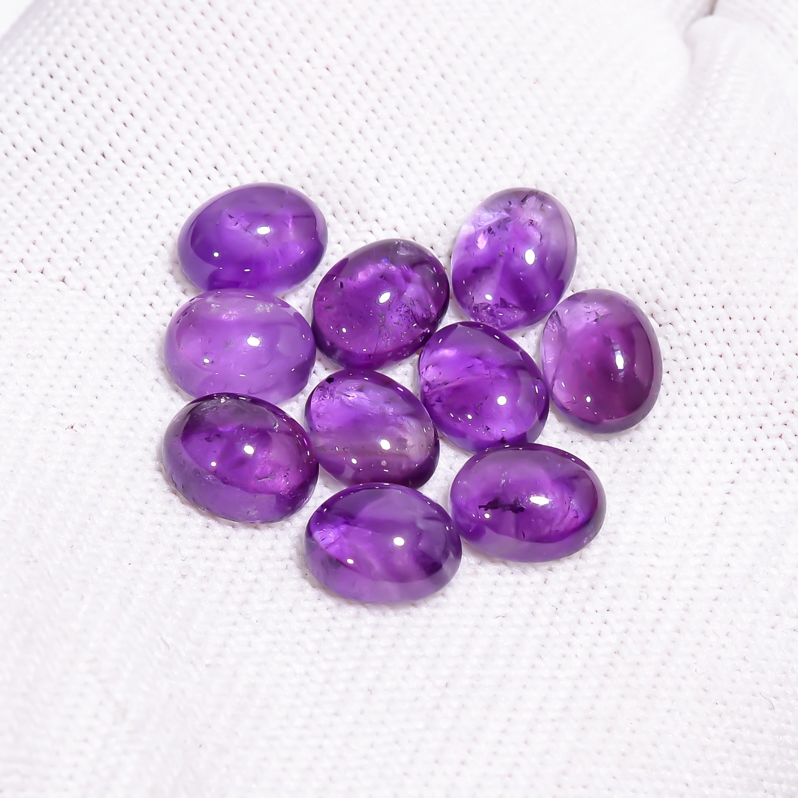 Natural purple Amethyst Oval Shape Gemstone Cabochon 10 Pc Lot 29 Cts 10X8X5 mm