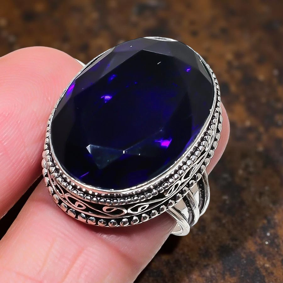 AFrican Amethyst Gemstone 925 Sterling Silver Ring Handmade Jewelry Oval Ring