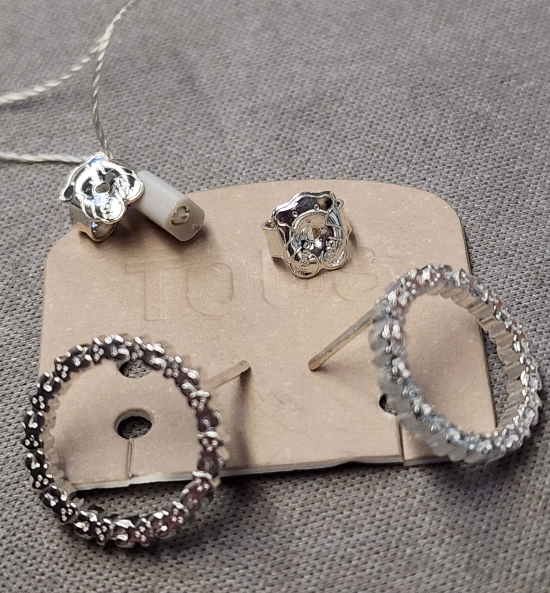 Tous Medium Silver Straight Disc Earrings 15mm Sterling Silver