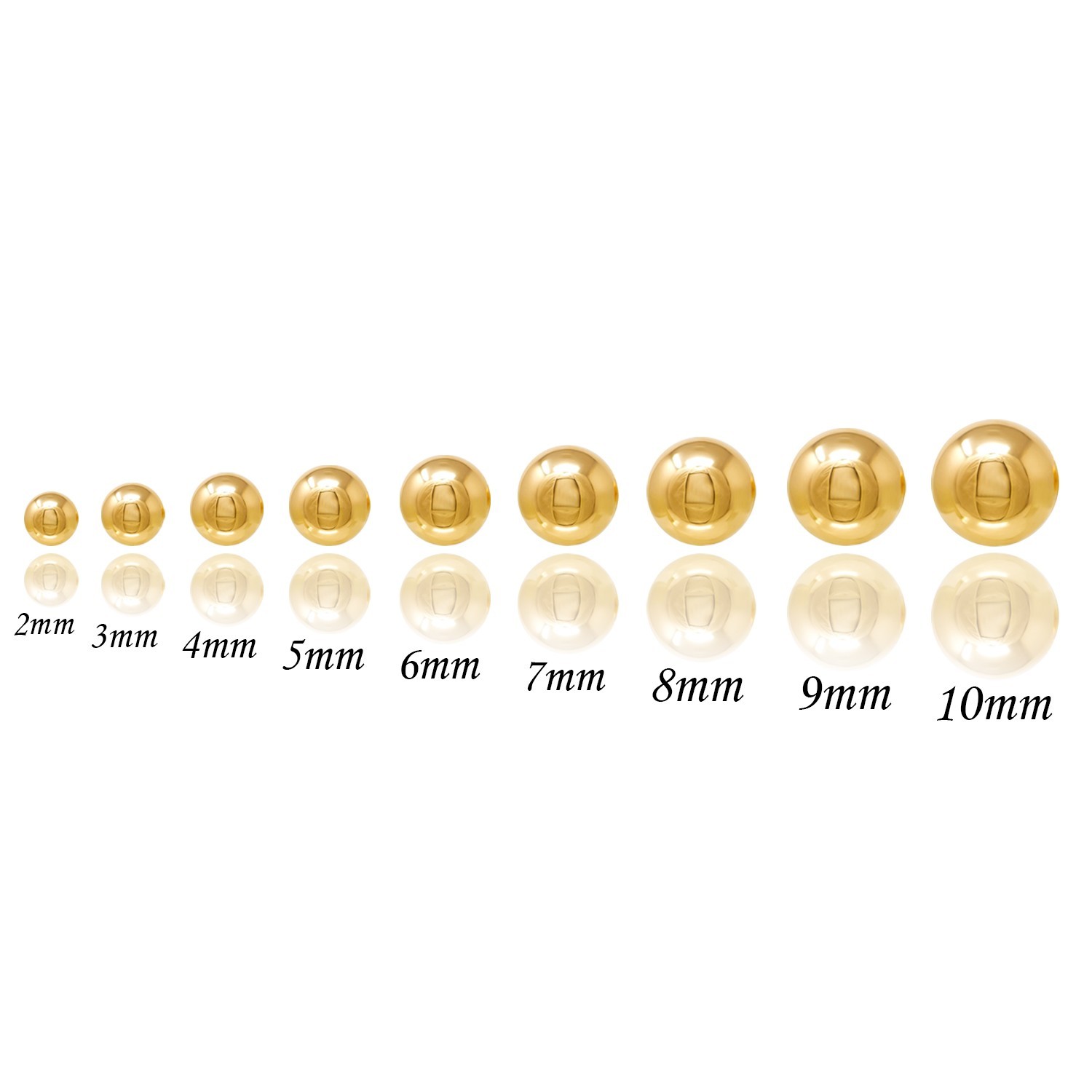 14KT Yellow Gold Ball Stud Earrings 2mm–10mm Butterfly Back