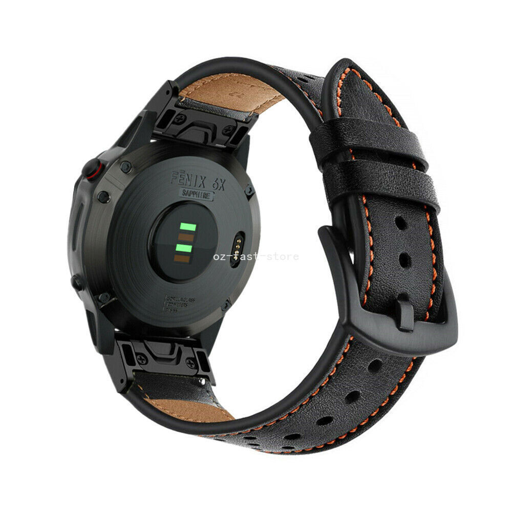 26mm Quick Fit Leather Watch Band Strap For Garmin Fenix 8 51MM 7X/6X/5X/Plus/3