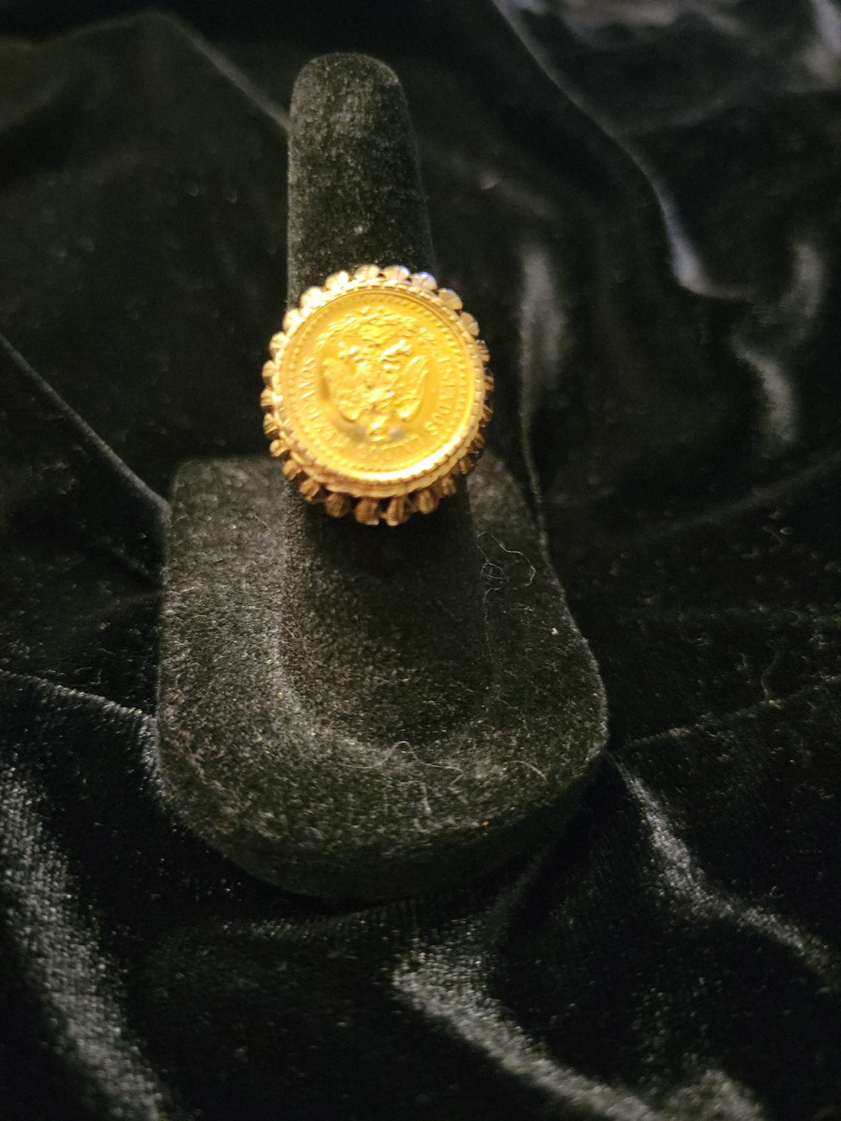 Genuine Mexican Dos Pesos Gold Coin set in a 14K Yellow Gold Ring