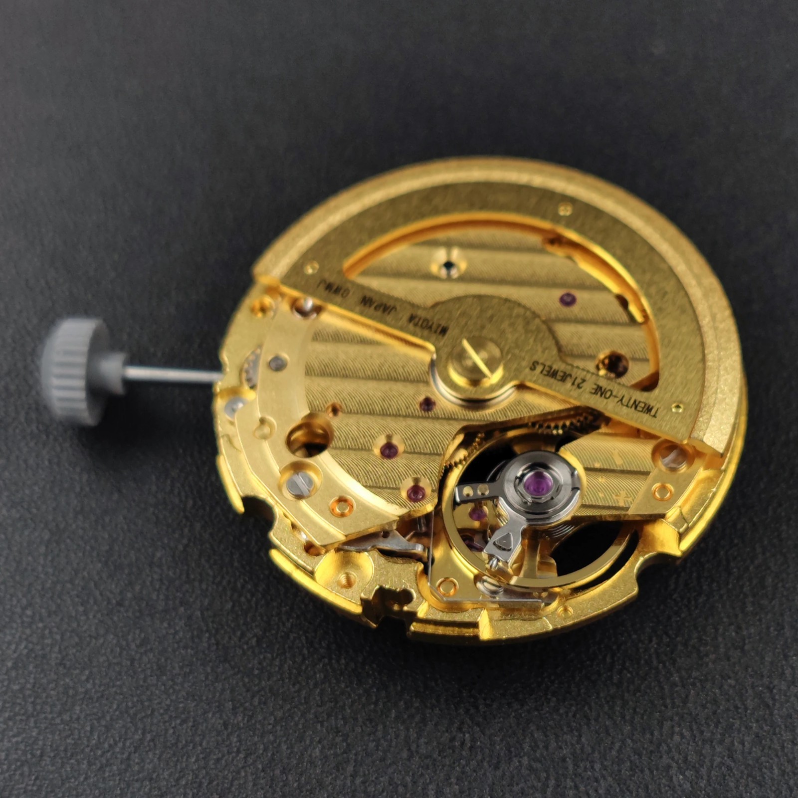 Genuine Japan Miyota 82S0 Automatic Movement Skeleton 21 Jewels Gold Silver Stem