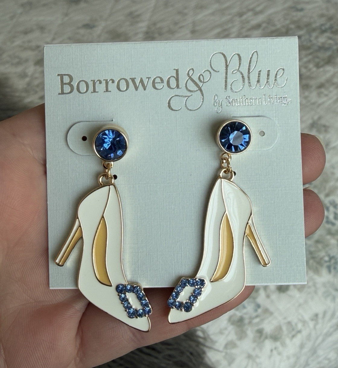 Borrowed & Blue by Southern Living Blue Crystal White Bride Shoe Dangle Earrings