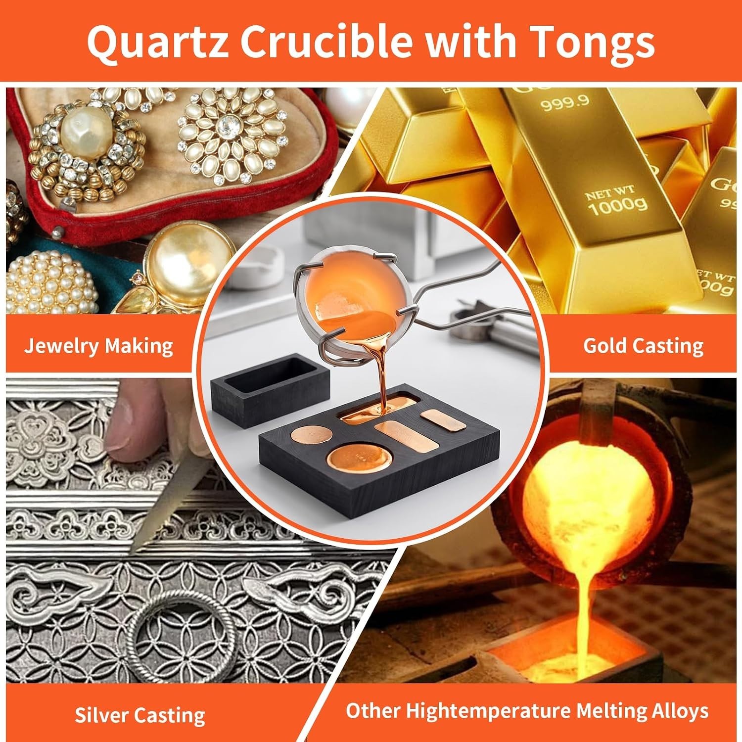 10-In-1 Metal Casting Kit for Beginners, Complete Graphite Crucible Set with Ing