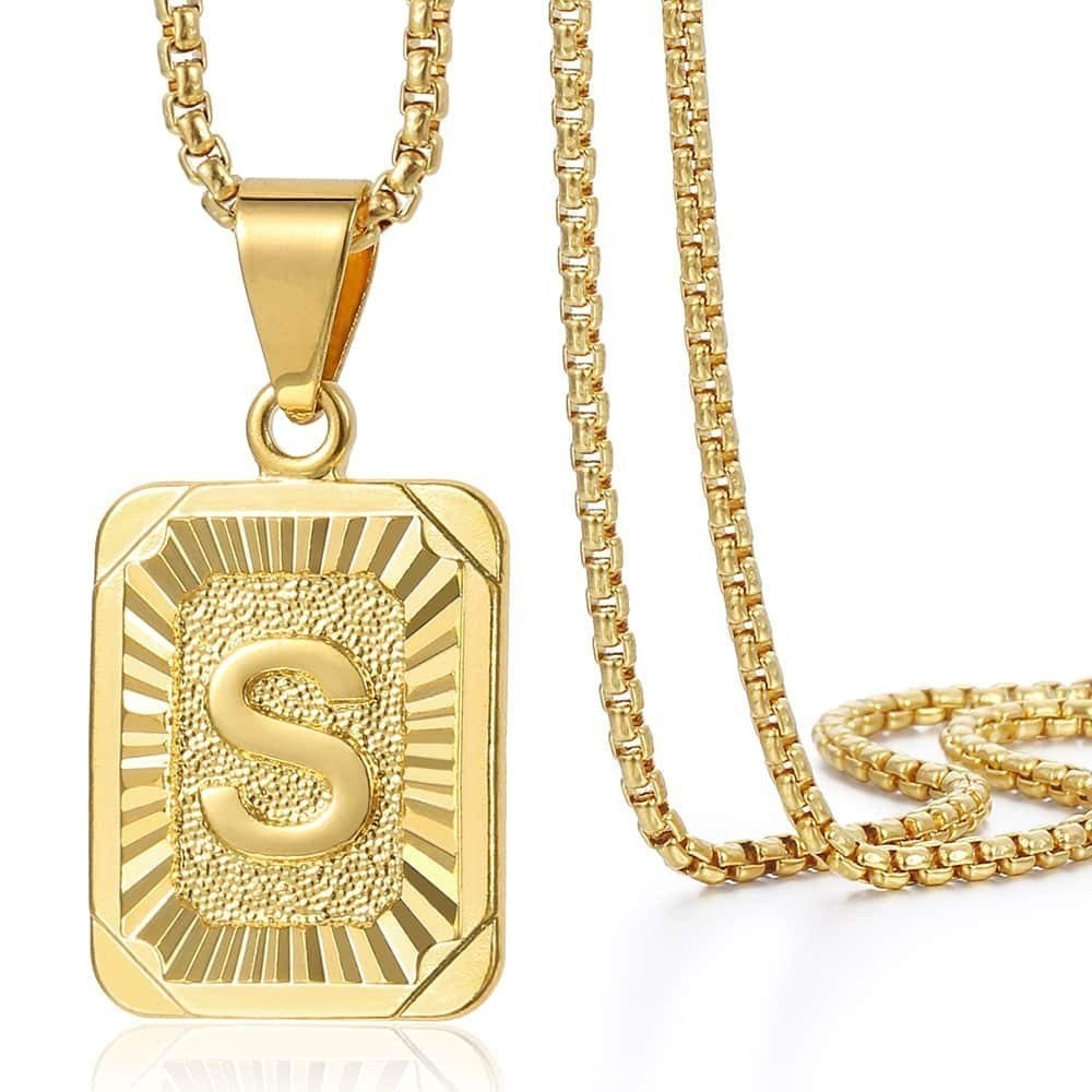 Trendsmax Initial R Pendant Necklace Gold Plated Stainless Steel 22inch