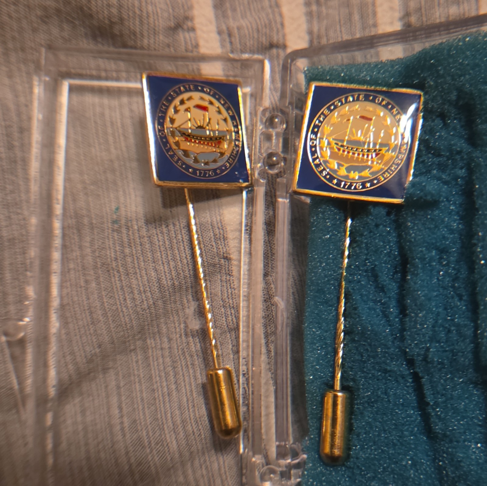 Blue & Gold Tone Square Nautical Stick Lapel Pin Unisex Adults Accessories