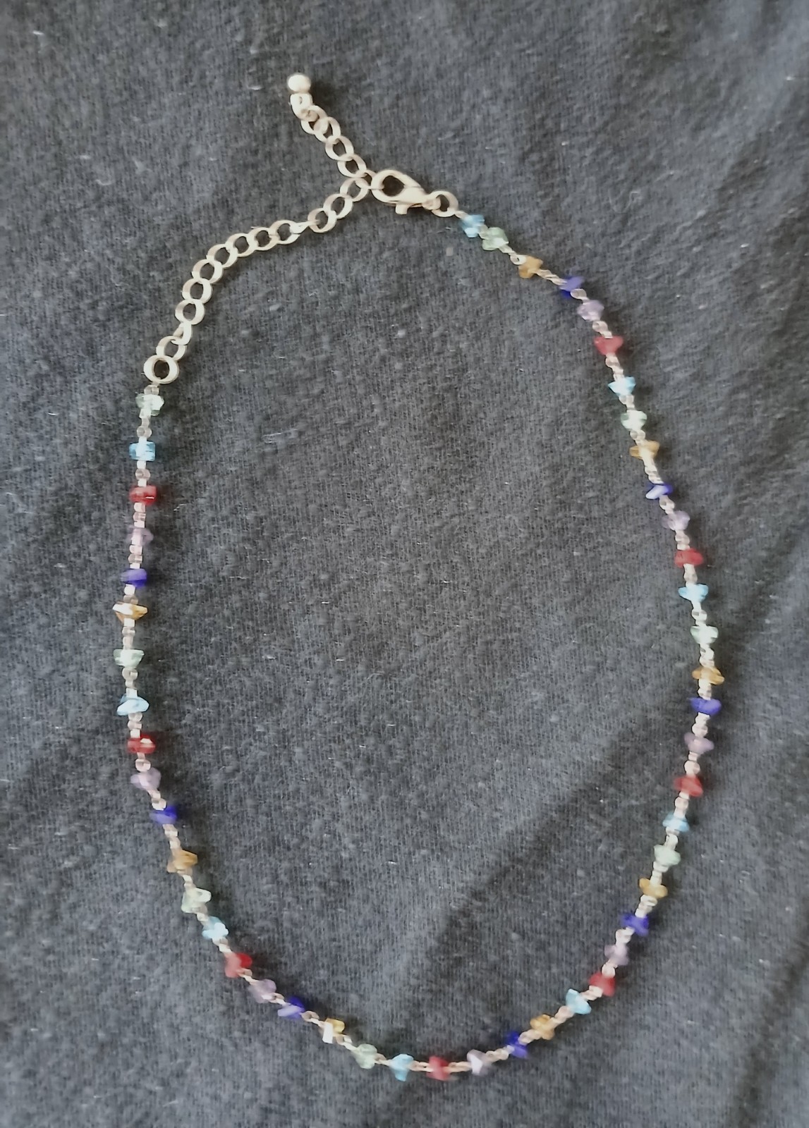 Multicolor Beaded Necklace Cable Chain Adjustable Extender Lobster Clasp