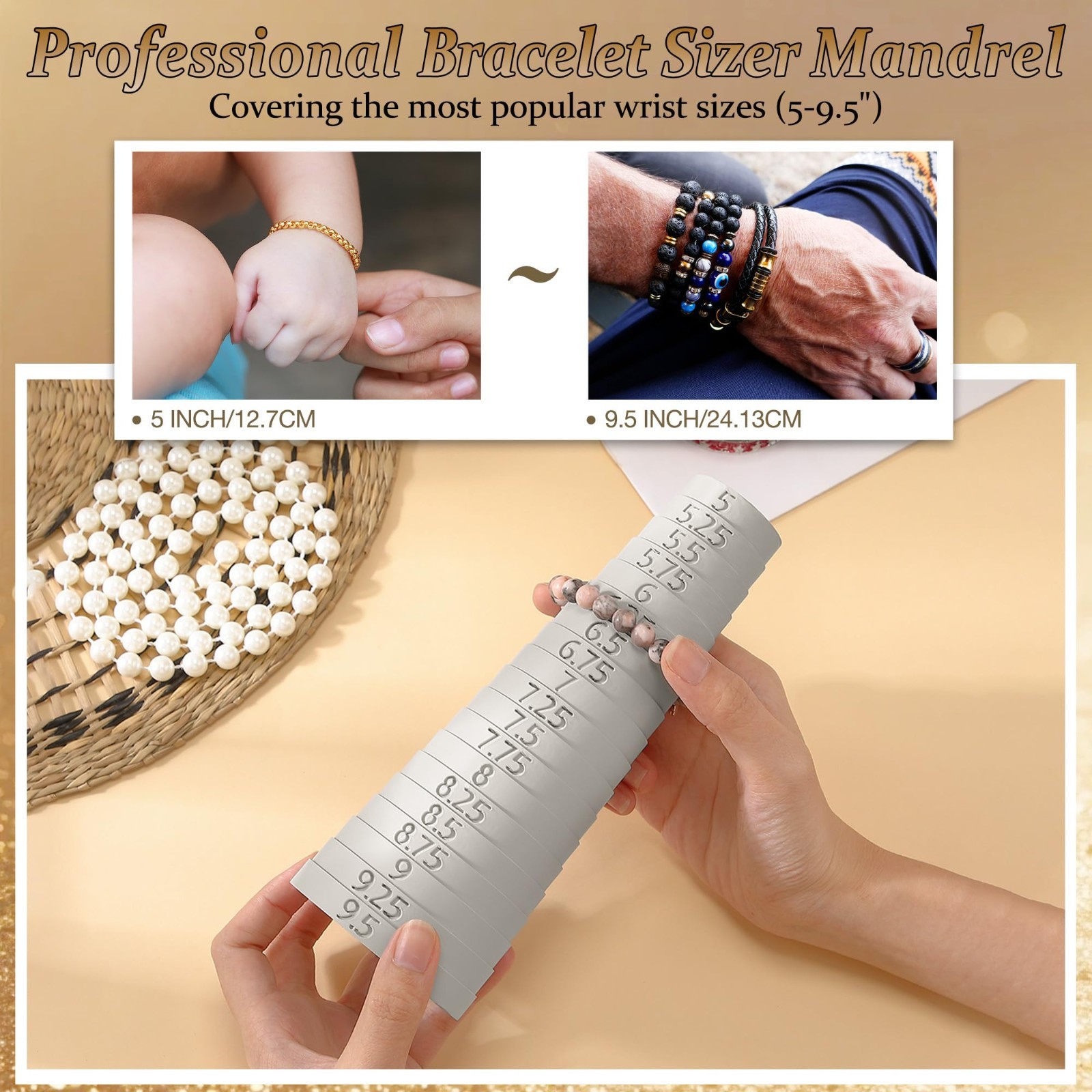 Bracelet & Ring Size Measuring Tool Kit – Mandrel & Finger Sizers, US Sizes 1-17