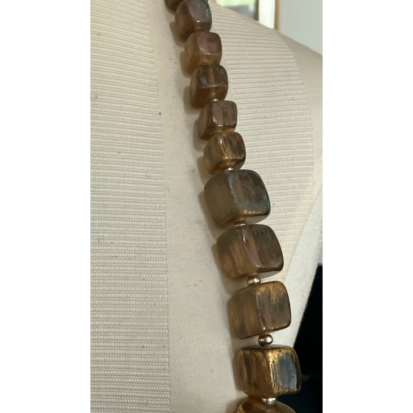 VTG Long Lucite Acrylic Square Beaded Necklace