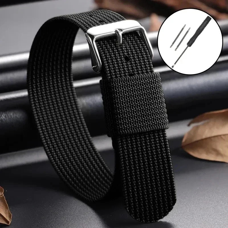 High Quality Nylon Watch Band Canvas Watch Strap Single Pass 18mm 20mm 22mm