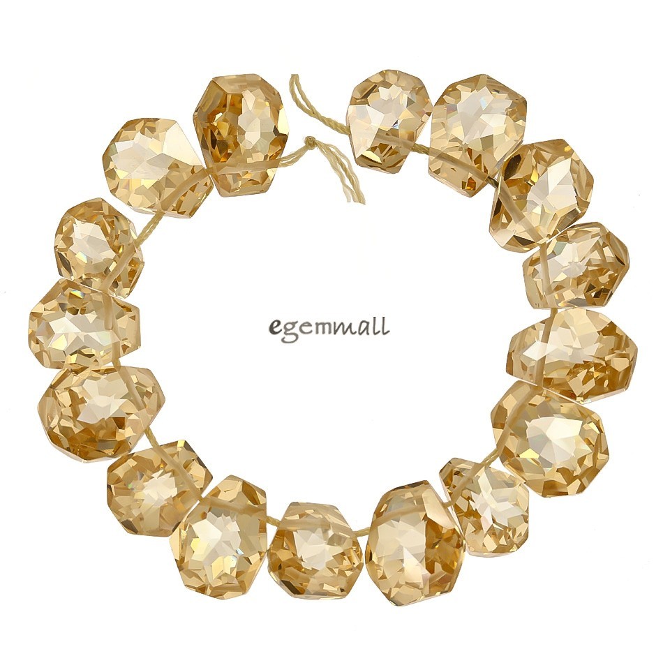 16 Cubic Zirconia Hand Cut Freeform Nugget Beads ap. 12x15mm Champagne #96108