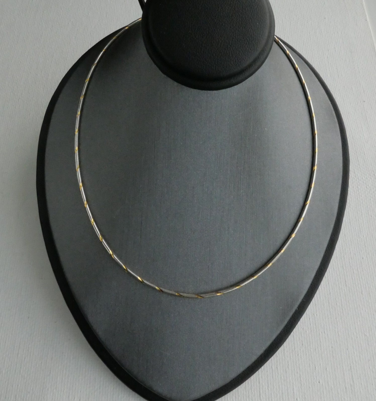 14K SOLID GOLD ITALIAN 2 TONE SNAKE CHAIN 18 INCHES LONG 1.3 MM THICK