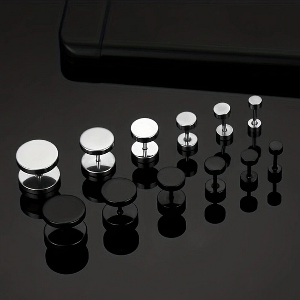 Flat Back Surgical Stainless Steel Stud Earrings for Women Men Piercing Jewelry