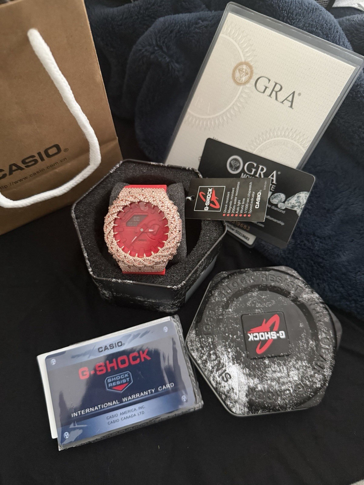 Casio G-SHOCK Red Analog-Digital Quartz Shock-Resist 200m Gold 45mm w/ Box